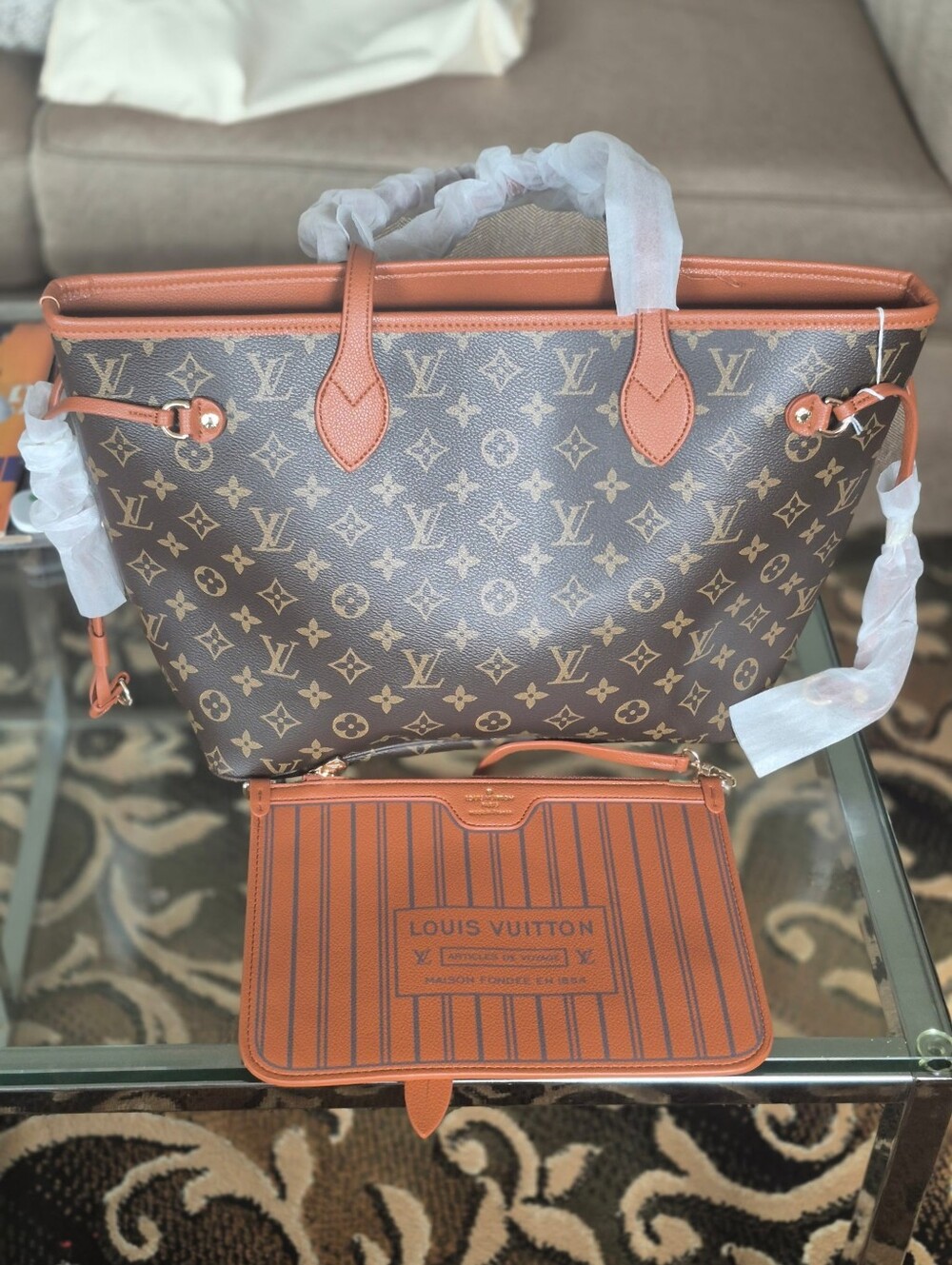 Designer Inspired Monogram Canvas Tote - Picture 7 of 14